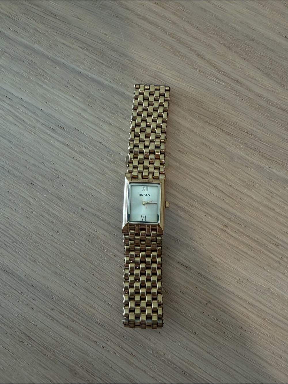 Gold-Tone Women's Bracelet Watch with Rectangular Dial